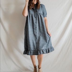 Orange Creek Blue Plaid Midi Dress